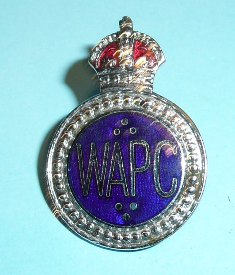 WW2 Women's Auxiliary Police Corps WAPC Generic Universal Pattern Chrome and Enamel Mufti Pin Brooch Badge