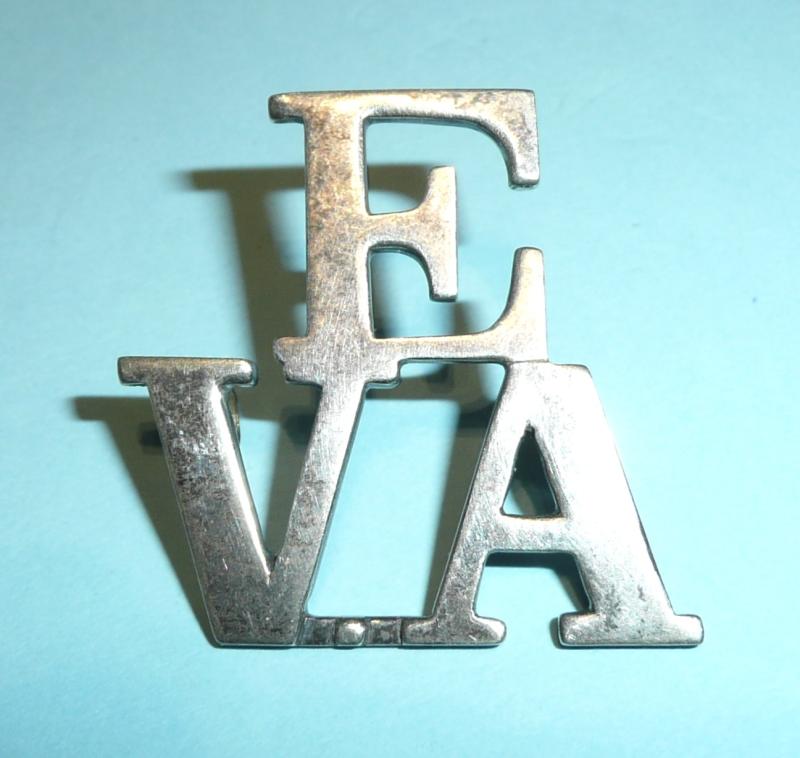 EVA - Edinburgh Volunteer Artillery One Piece White Metal Shoulder Title