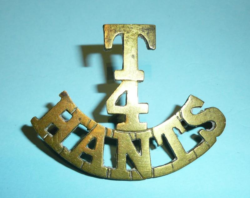 T / 4 / Hants One Piece Brass Shoulder Title