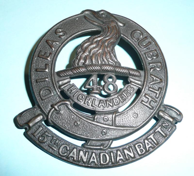 WW1 Canadian  - CEF 15th Infantry Batt, 48th Highlanders Of Canada Glengarry