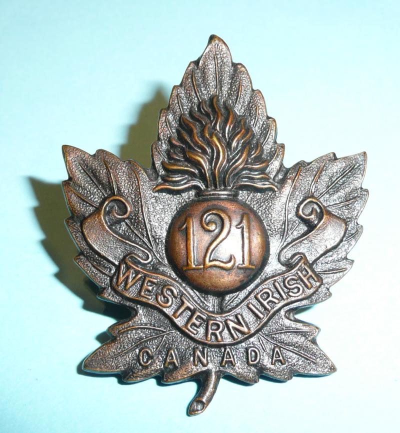 WW1 Canada - 121st Battalion ((Western Irish) CEF Browning Copper Cap Badge