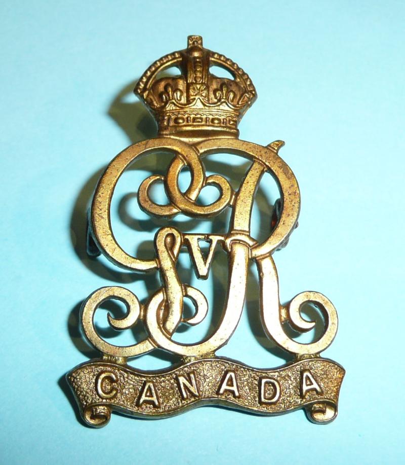 WW1 Canada - Canadian Military Headquarters HQ Gilding Metal Cap Badge