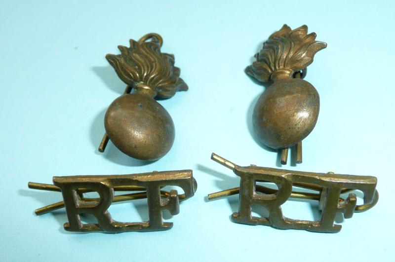 WW1 Royal Fusiliers Matched Pair of Two Part Brass Shoulder Titles