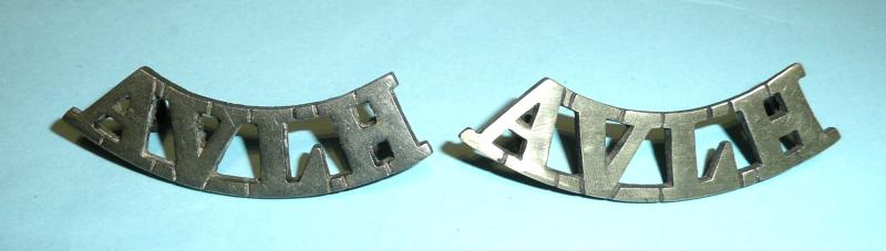 WW1 / WW2 Indian Army  - Assam Valley Light Horse (AVLH) Matched Pair of White Metal  Shoulder Titles