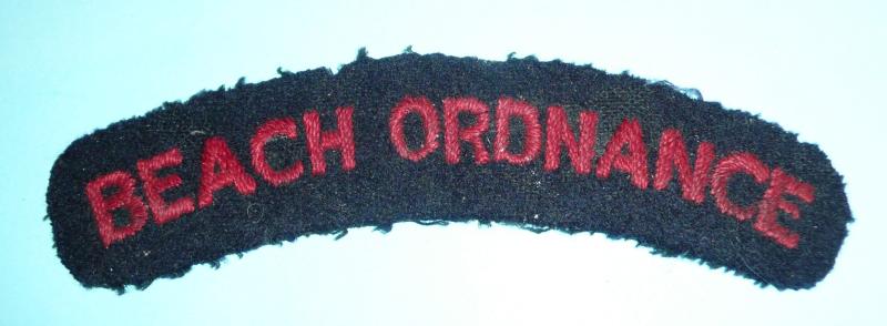 WW2 Normandy Landings D-Day - Royal Army Ordnance Corps RAOC Beach Ordnance Embroidered Cloth Shoulder Title