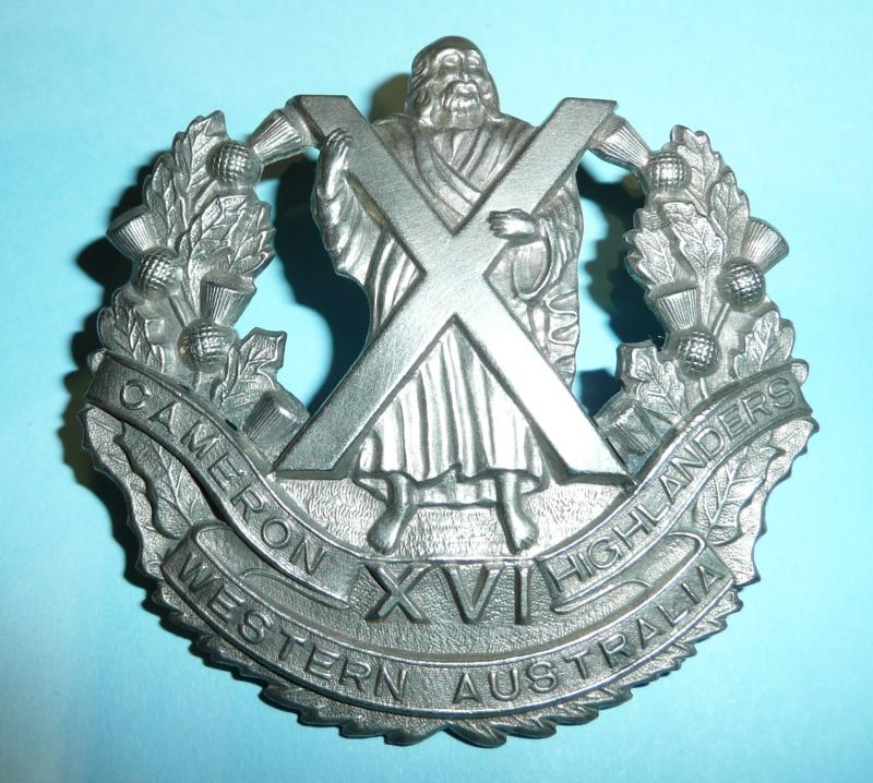 Western Australia - 16th Battalion Cameron Highlanders White Metal Glengarry Badge