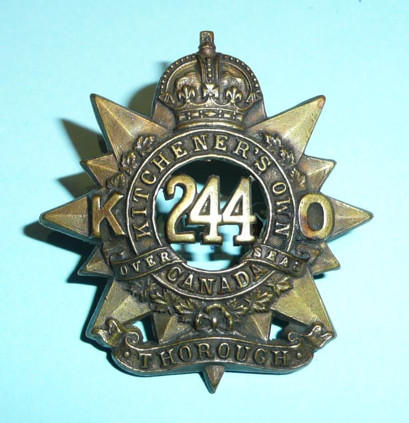 WW1 Canada - 244th Battalion (Montreal Kitchener's Own) Canadian Expeditionary Force (CEF) Cap Badge