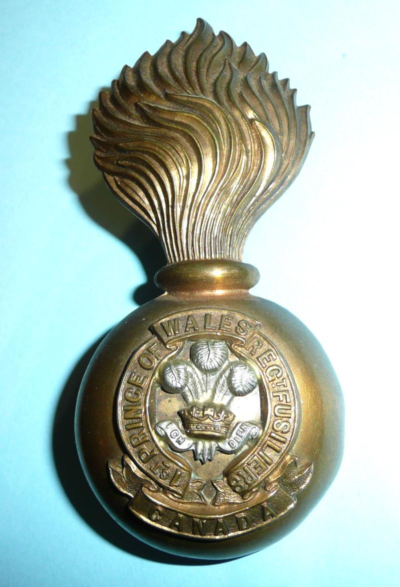 Canadian Militia -  1st Prince of Wales Regiment of Fusiliers Other Ranks Bi-Metal Fur Cap Grenade Badge