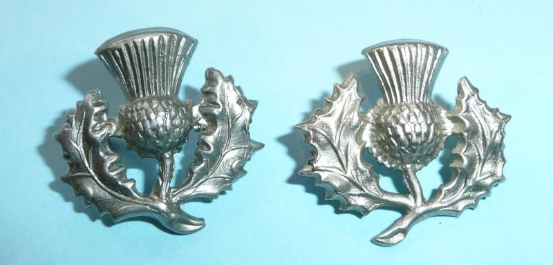 WW1 9th Scottish Division Formation Designation White Metal Arm Badges, Facing Pair