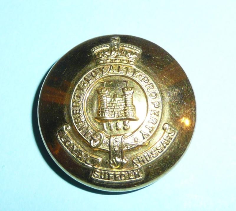 Loyal Suffolk Hussars (Yeomanry) Officers Large Pattern Gilt Button - Firmin