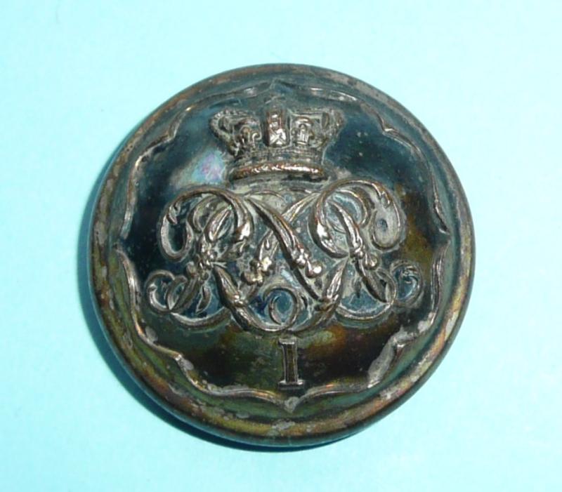 1st Royal Surrey Militia Large Pattern Officers Silver Plated Button, 1855 - 1881