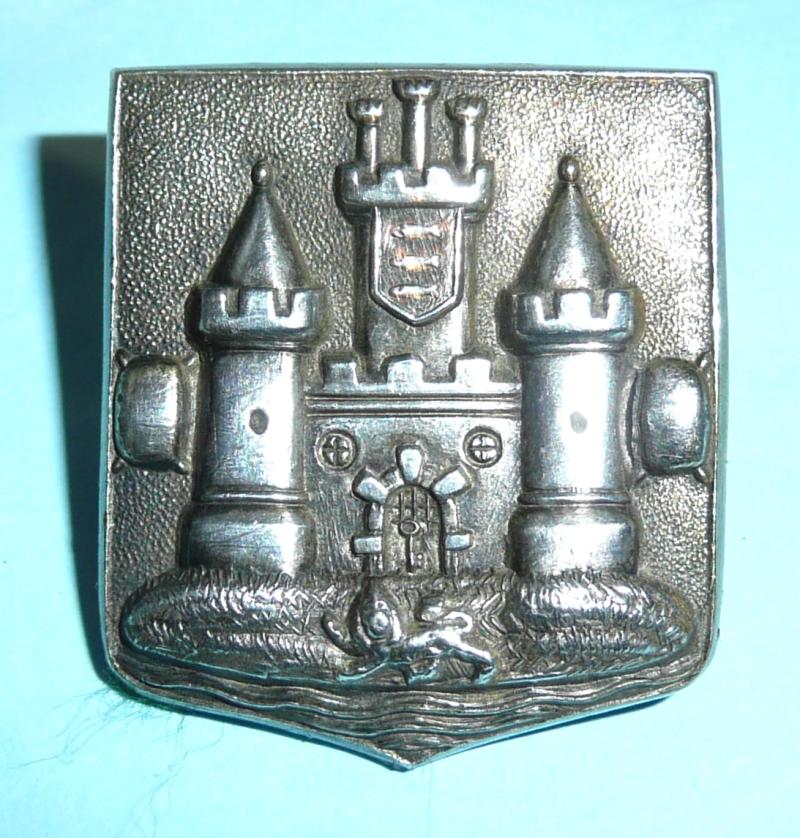 2nd Volunteer Battalion (VB) East Surrey Regiment Officers Silver Plated Collar Badge, pre 1894 pattern