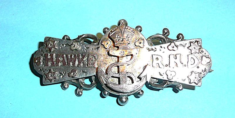 WW1 Royal Naval Division (RND) Hawke Battalion Silver hallmarked Sweetheart Pin Brooch Badge