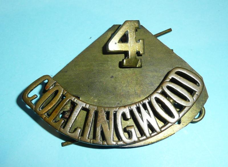 WW1 - 4th Collingwood Battalion 1st Royal Naval Brigade Two Piece Shoulder Title on Backing Plate, circa 1914/15