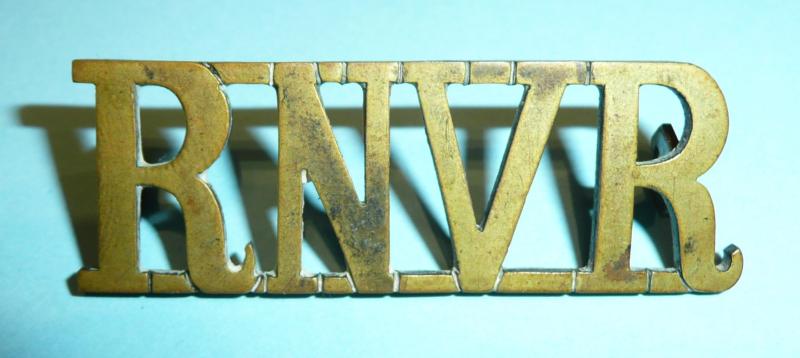 WW1 RNVR Royal Naval Volunteer Reserve Brass Shoulder Title