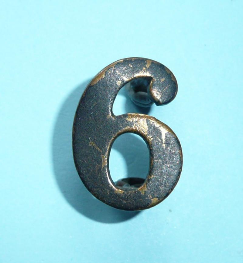 '6' - 6th Gurkha Rifles Other Ranks Blackened Brass Numeral, Circa 1903 - 1920