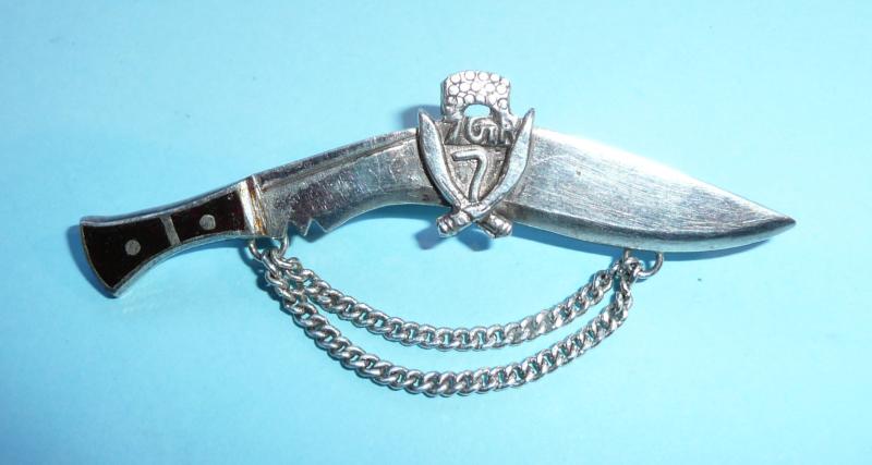 7th Duke of Edinburgh's Own Gurkha Rifles Silver and Enamel Sweetheart Pin Brooch Badge