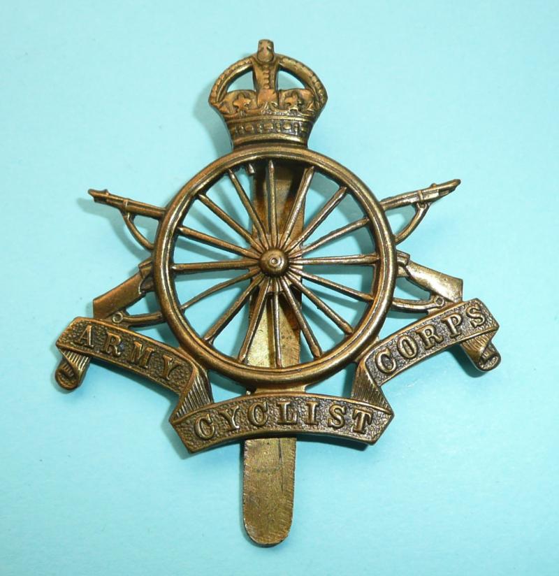 WW1 Army Cyclist Corps Other Rank's Gilding Metal Cap Badge (16 spokes)