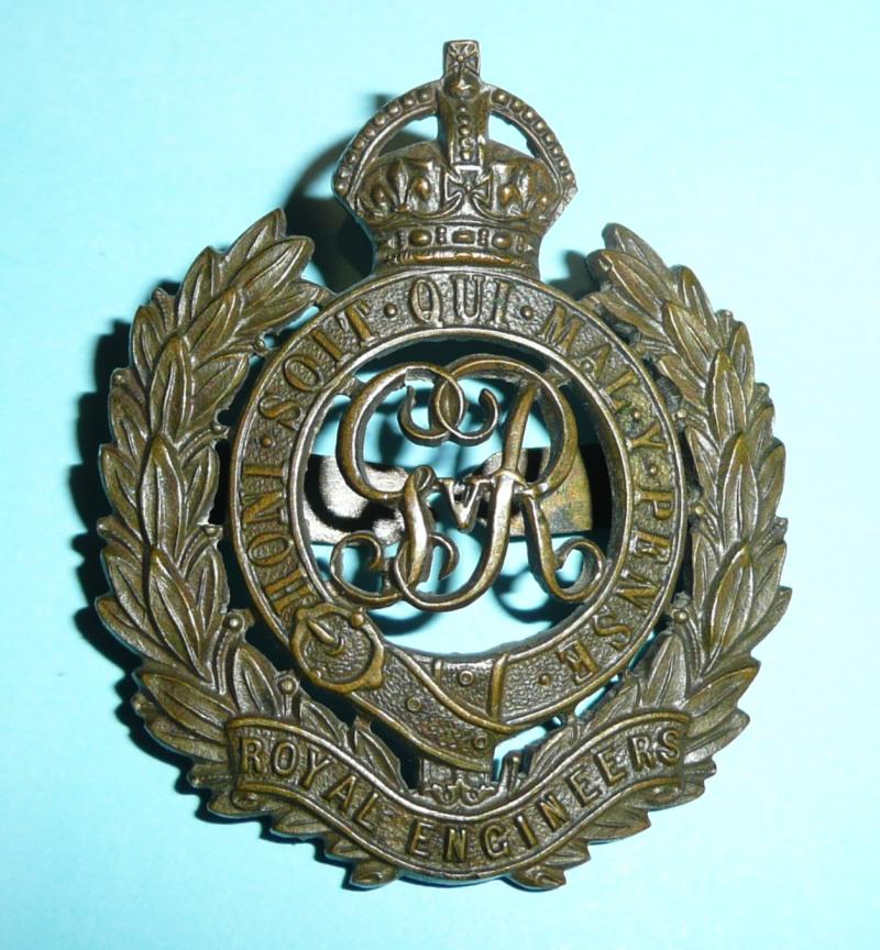 WW1 Royal Engineers ( RE ) Officers OSD Bronze Cap Badge, GV - Blades - Jennens