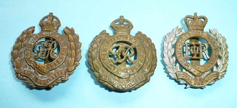 Lot of 3 Different Royal Engineers (RE) Other Ranks Cap Badges