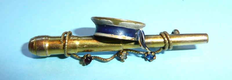 WW1 Patriotic Royal Navy Gunnery Naval Gunners Gilt & Enamel Sweetheart Brooch Pin Badge
