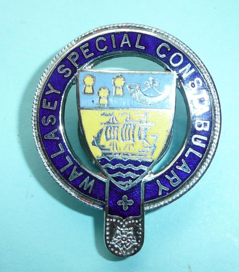 WW2 Wallasey Borough Special Constable Constabulary Police Chrome Lapel Buttonhole Mufti Badge