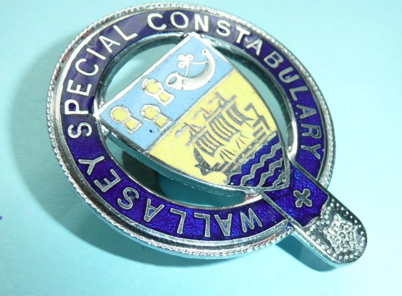 WW2 Wallasey Borough Special Constable Constabulary Police Chrome Lapel Buttonhole Mufti Badge