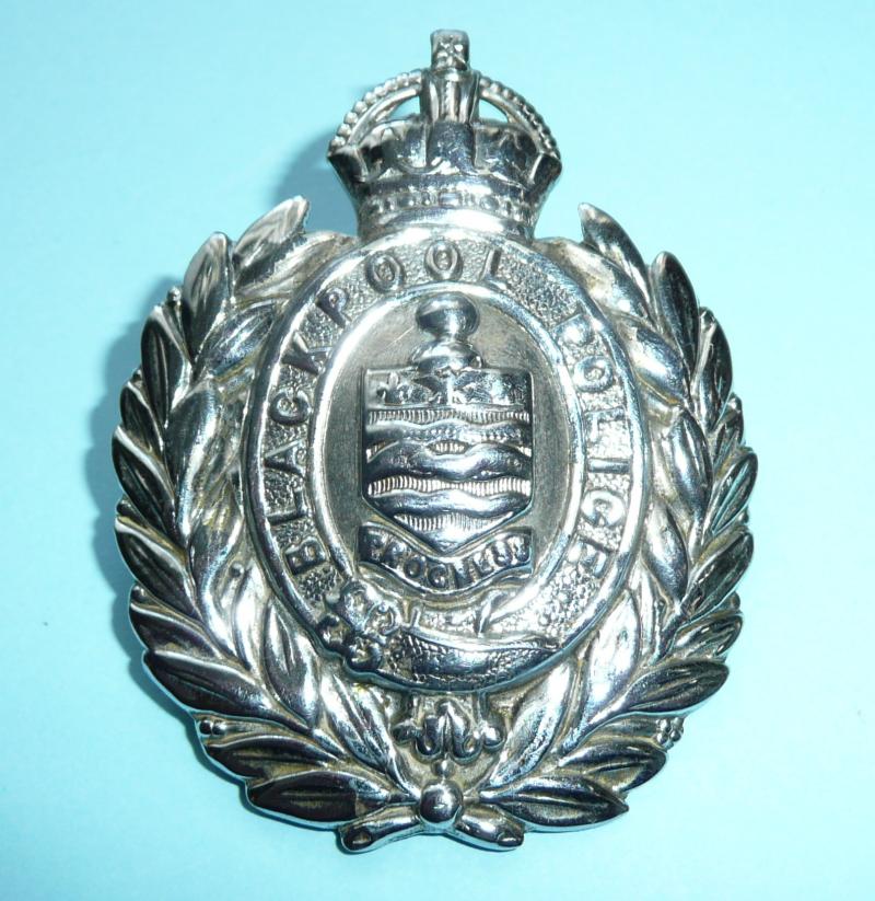 Blackpool Constabulary Police Chromed White Metal Badge  - Kings Crown