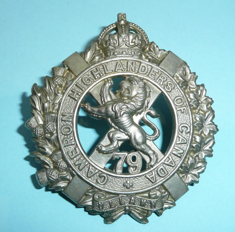 Canada - 79th Cameron Highlanders of Canada White Metal Glengarry Cap Badge