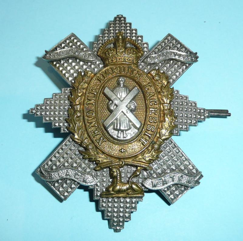 Black Watch Officers / Senior NCOs Bi-Metal Glengarry Badge - Gaunt Tablet - Lacessit Spelling