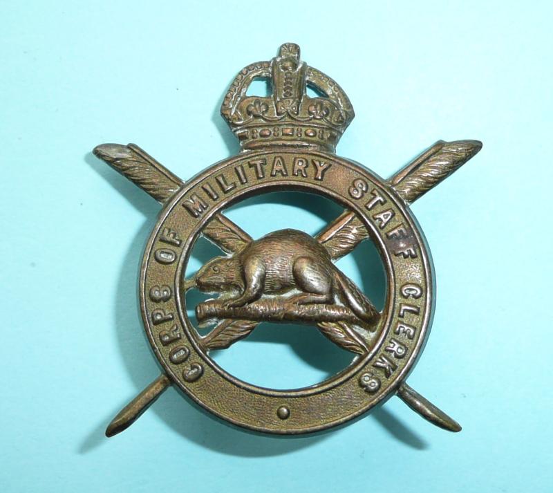 WW1 Canada - Canadian Military Headquarters /  Corps of Military Staff Clerks Gilding Metal Cap Badge