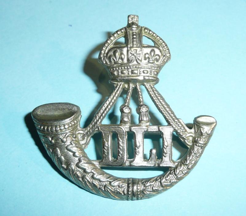 Durham Light Infantry (DLI) Officer 's White Metal Cap Badge - Ludlow