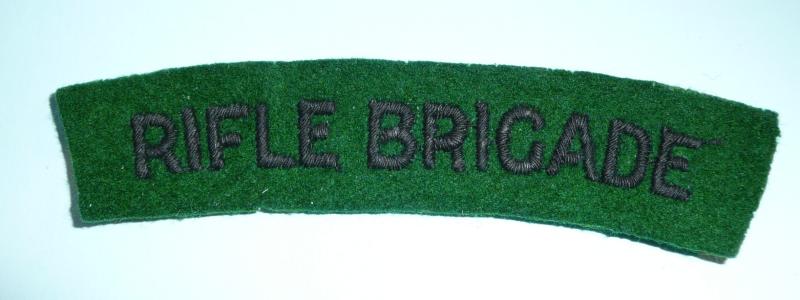 WW2 Rifle Brigade Woven Felt Cloth Shoulder Title  - Paste Back