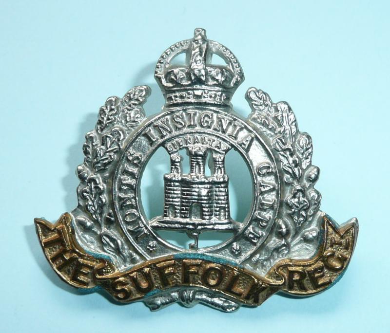 Suffolk Regiment Other Ranks Bi-Metal Cap Badge, Edwardian Issue