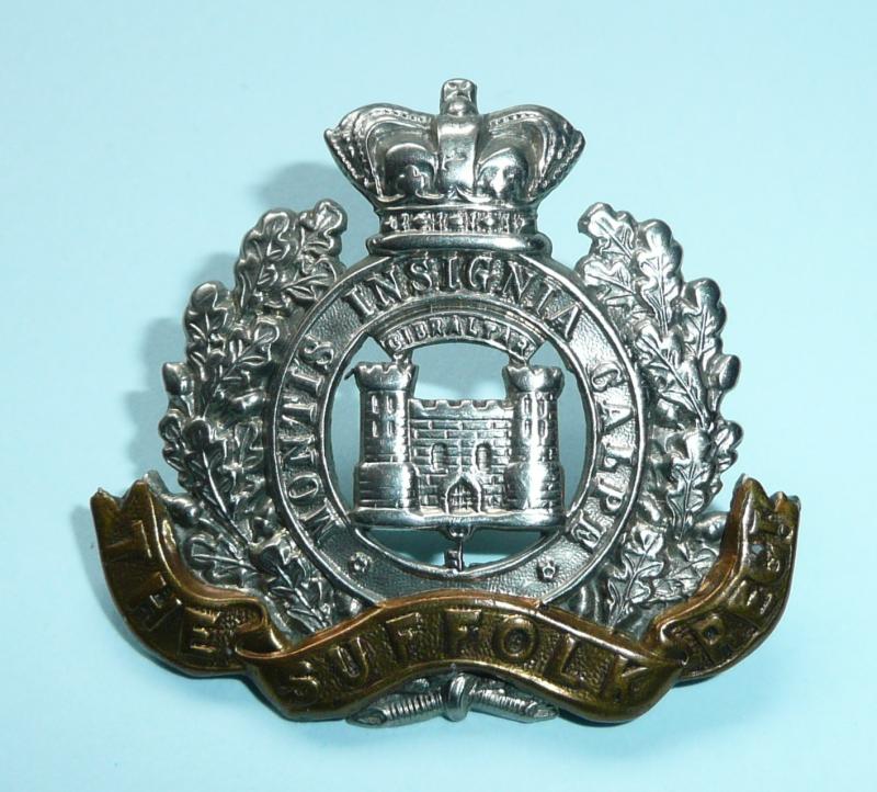 Suffolk Regiment Other Ranks Bi-Metal Cap Badge, QVC VIctorian Issue