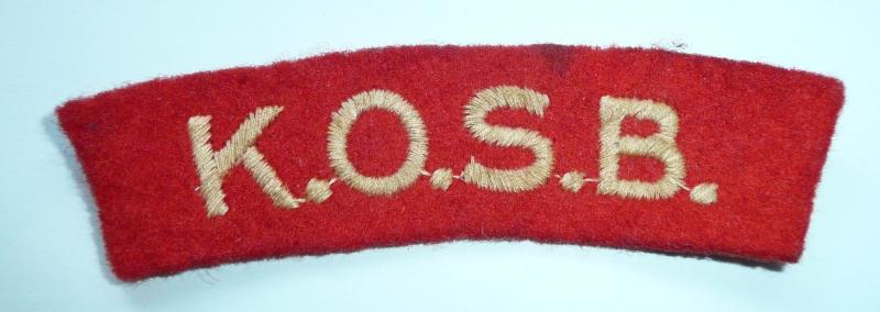 KOSB Kings Own Scottish Borderers Woven White on Red Felt Cloth Shoulder Title