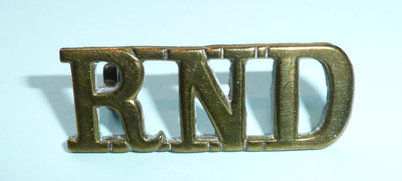 WW1 Royal Naval Division RND Battalion Navy Straight Brass Shoulder Title (Type 2)