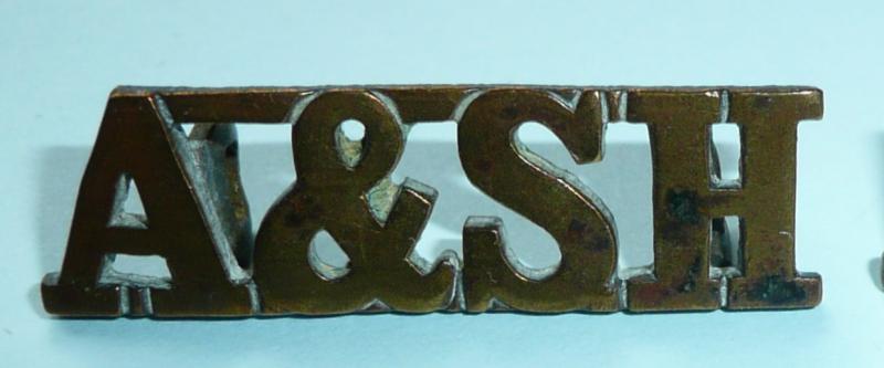 Argyll & Sutherland Highlanders A&SH Brass Shoulder Title - Hexagonal Fixing Loops
