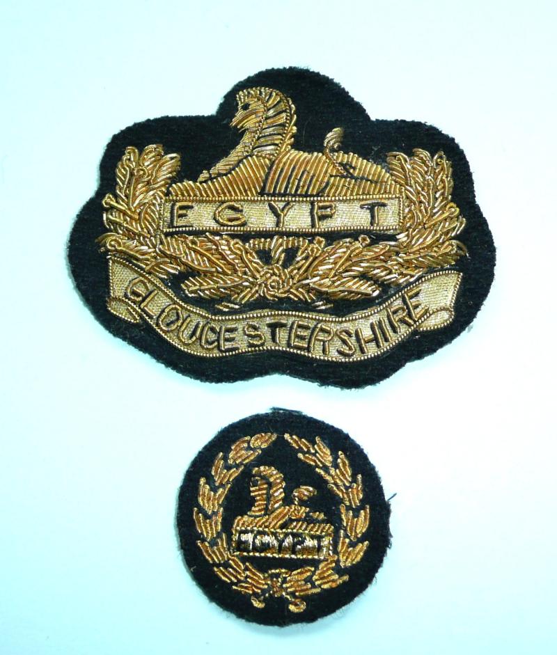 Gloucestershire Regiment Glosters Officers Gold Bullion Beret Cap Badge Set including Back Badge