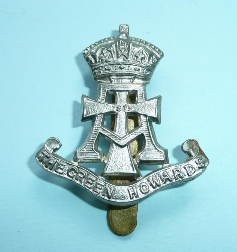 The Green Howards ( Alexandra, Princess of Wales' Own Yorkshire Regiment ) Other Ranks White Metal Cap Badge - Gaunt - 4th Pattern