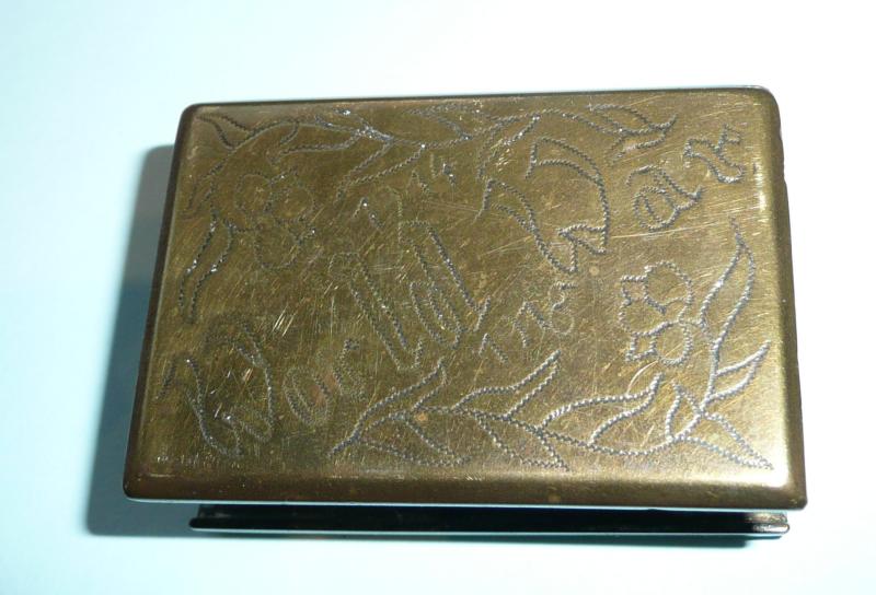WW1 Trench Art Match Box Cover  - 1914 World War 1918 - Initials JS - France