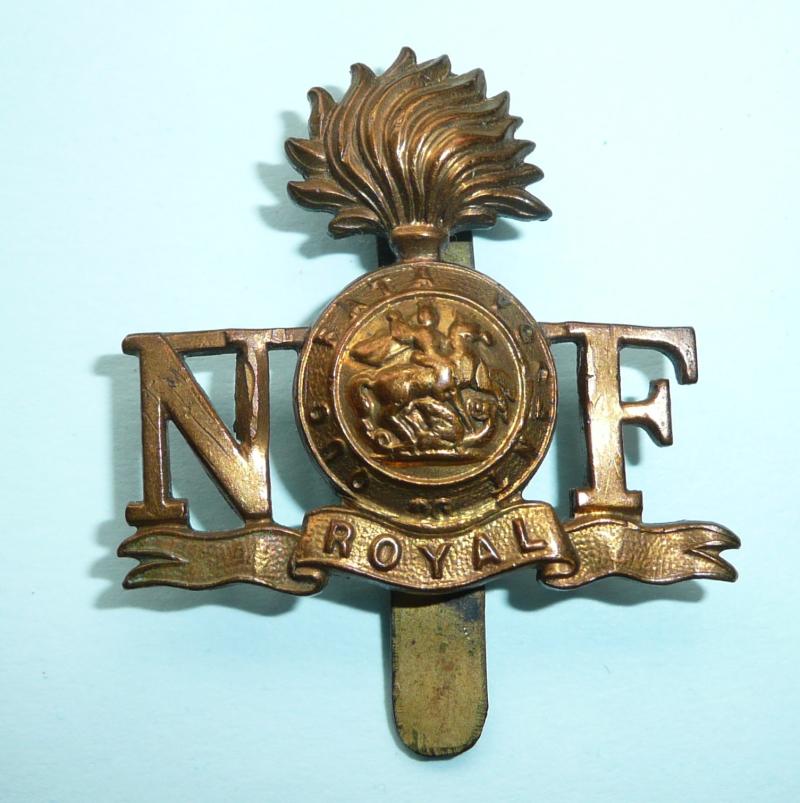 WW1 Northumberland Fusiliers Other Ranks Brass Shoulder Title - Converted to Cap Badge