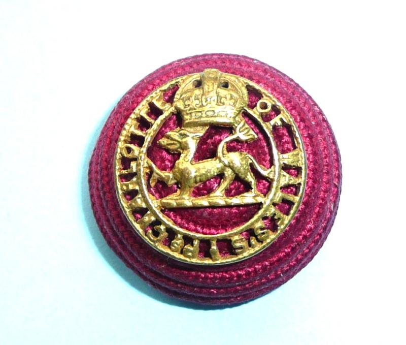 Royal Berkshire Regiment Officers Boss Badge -  Gilt Metal Device,  circa 1902 - 1920
