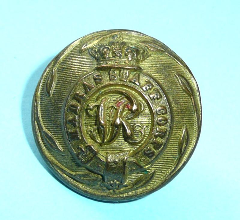 Indian Army - Victorian QVC Madras Staff Corps Officers Gilt Large Pattern Button