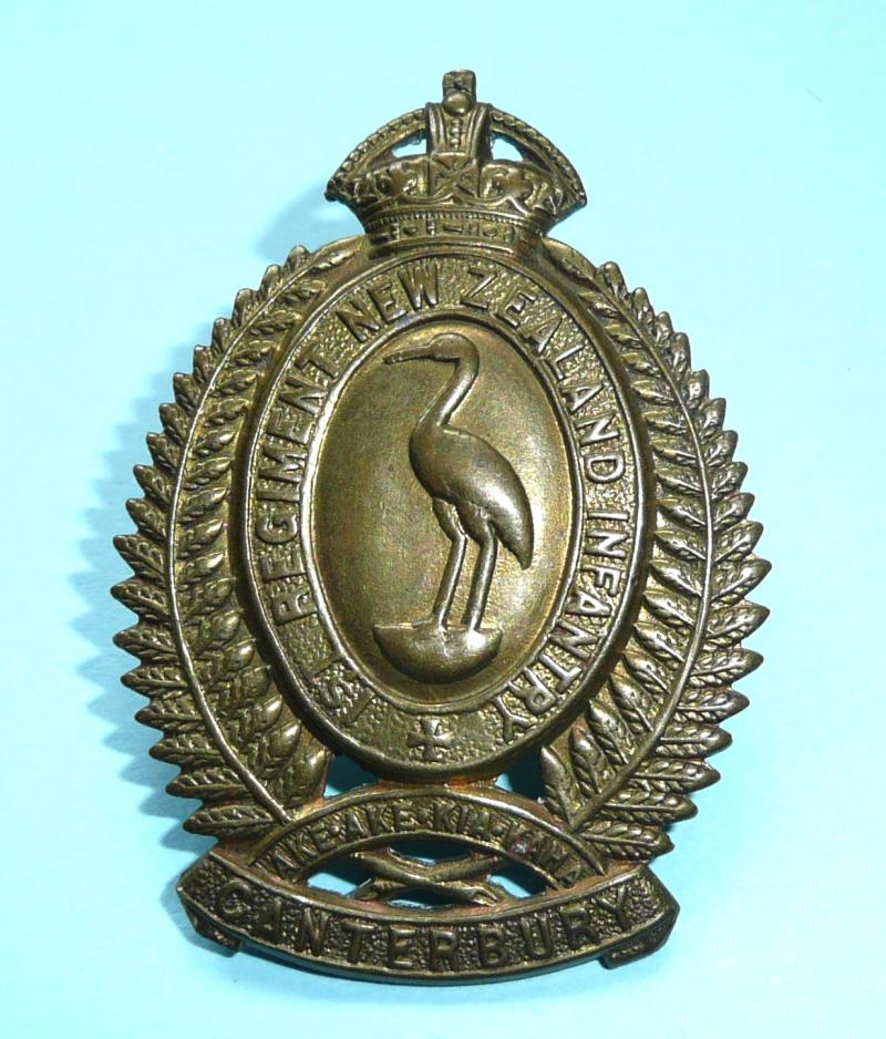 WW1 New Zealand - 1st (Canterbury) Infantry Regiment Gilding Metal Cap Badge