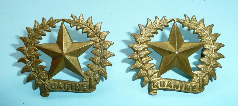 WW1 New Zealand - 17th (Ruahine) Infantry Regiment Pair of Collar Badges - Gaunt