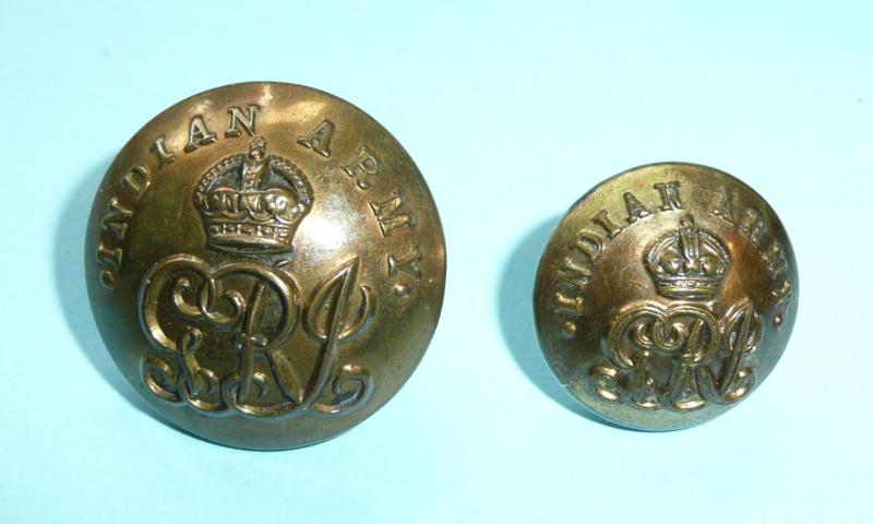 Indian Army  - Staff Corps Officers Pair of Gilt Brass Buttons