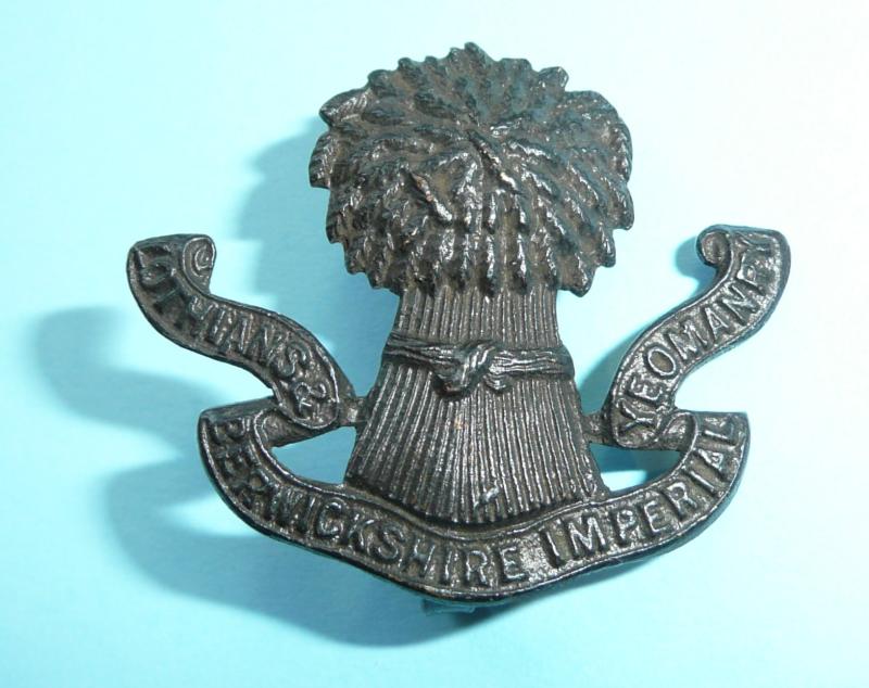 Scottish Lothians & Berwick Horse Imperial Yeomanry Officer 's OSD Bronze Cap Badge - Blades
