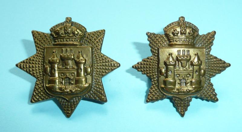 QVC Victorian East Surrey Regiment Other Ranks Matched Pair of Brass Collar Badges