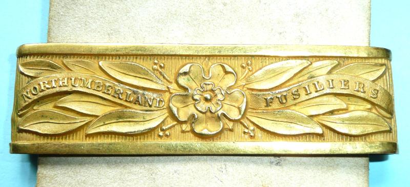 Northumberland Fusiliers Colour Belt Fire Gilt Ornaments On original White Leather Belt End